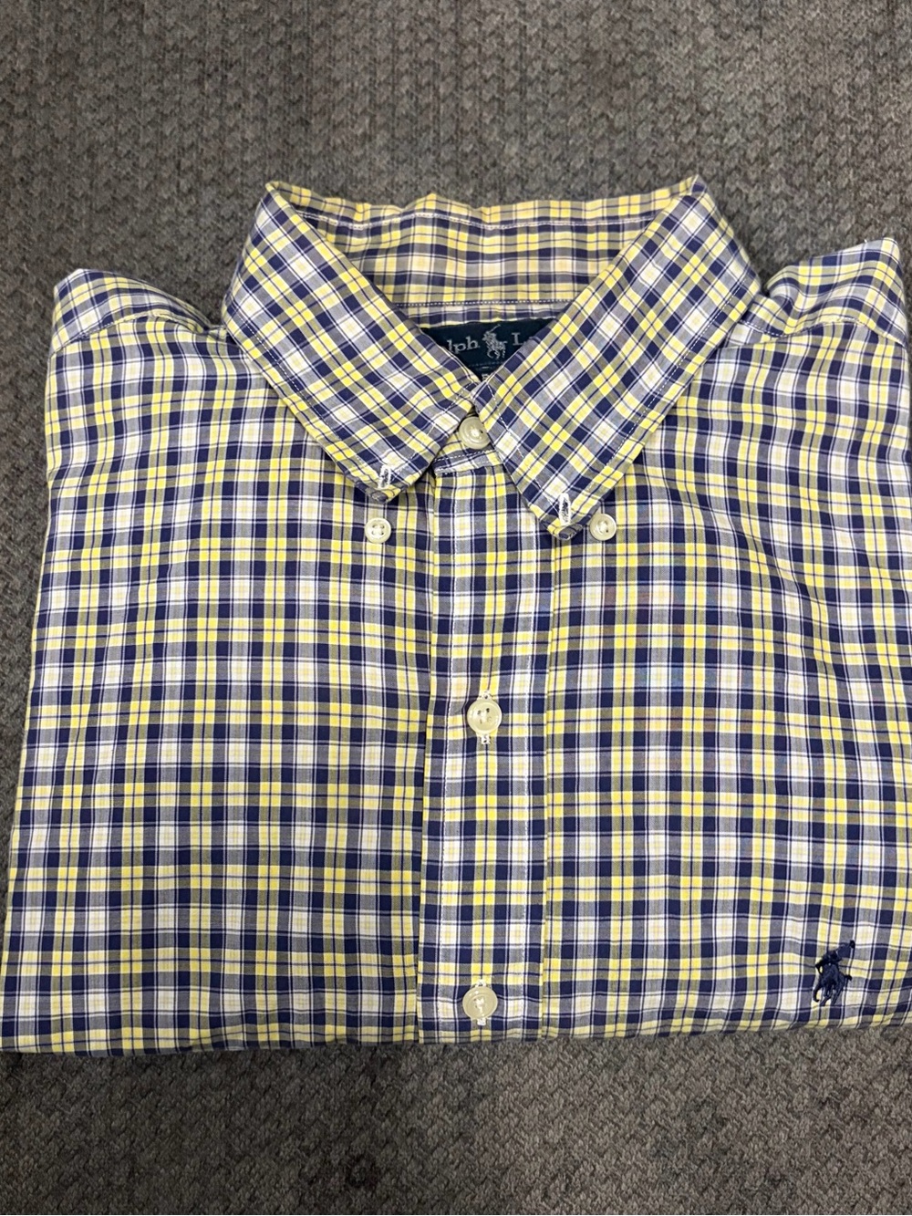 Ralph Lauren Yellow and Blue Plaid Button-Down Shirt
